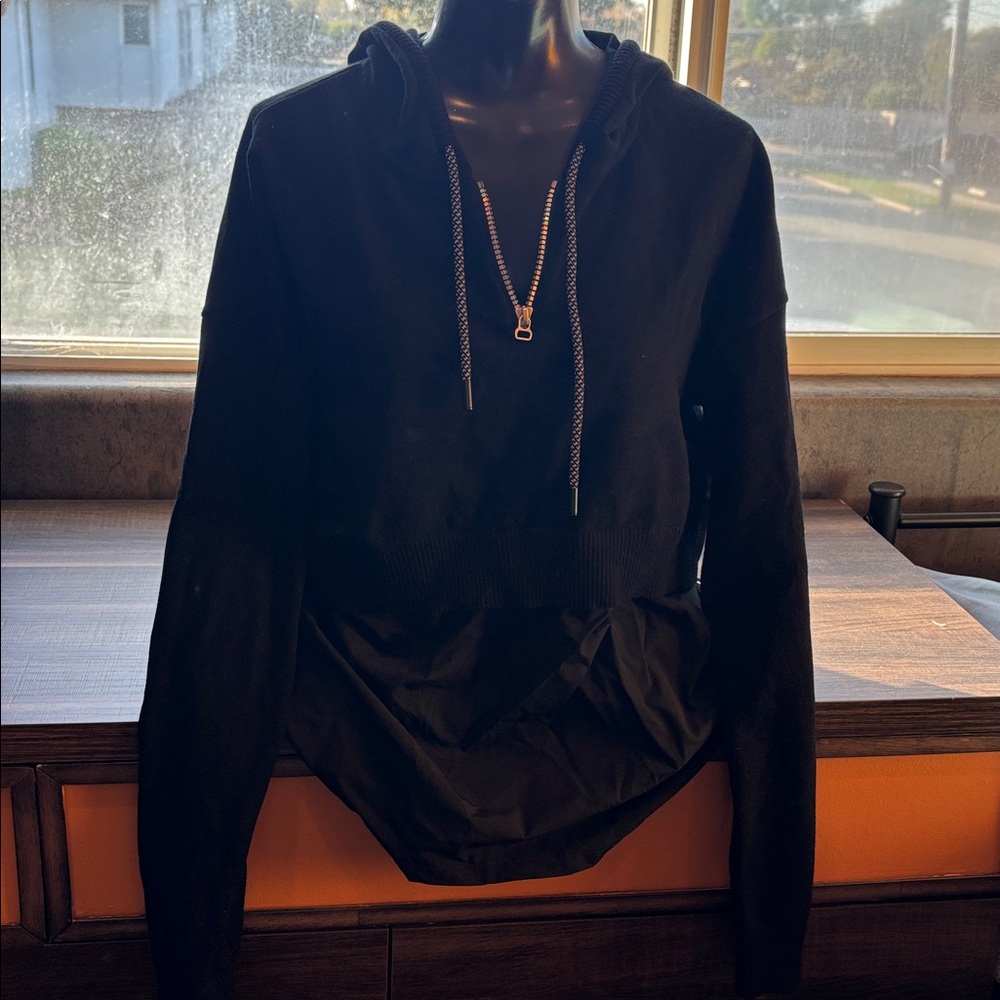 PRVLG Black Half-Zip Hoodie Sweater